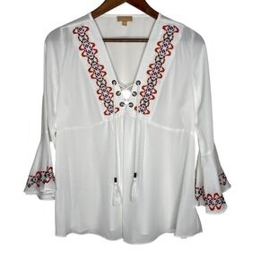 NWOT Takara Bell‎ Sleeve embroidered blouse Sz M